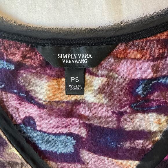 Simply Vera Vera Wang Women’s Short Sleeve V-neck Blouse size Petite S, Purple - Picture 7 of 9